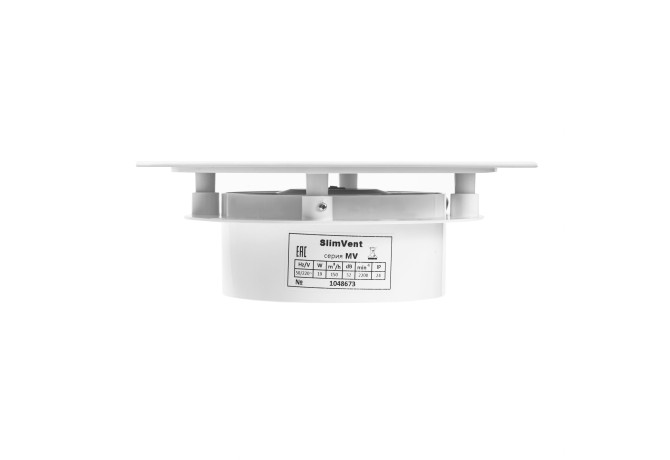Вытяжной тонкий вентилятор SlimVent МV 120, стекло квадрат белый глянцевый