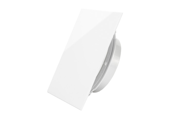 Вентилятор SlimVent МVU 100 с обратным клапаном, пластик квадрат белый глянцевый