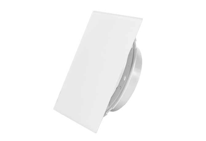 Вентилятор SlimVent МVU 100 с обратным клапаном, стекло квадрат белый матовый