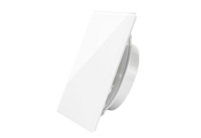 Вентилятор SlimVent МVU 100 с обратным клапаном, стекло квадрат белый глянцевый