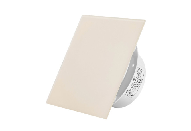 Вытяжной тонкий вентилятор SlimVent МV 100, стекло квадрат бежевый матовый