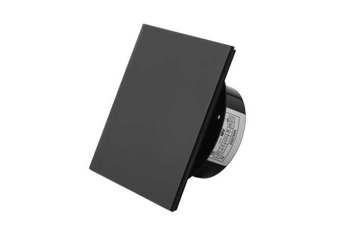 Вытяжной тонкий вентилятор SlimVent МV 100, стекло квадрат черный матовый