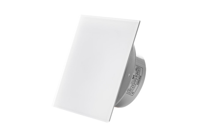 Вытяжной тонкий вентилятор SlimVent МV 100, стекло квадрат белый матовый