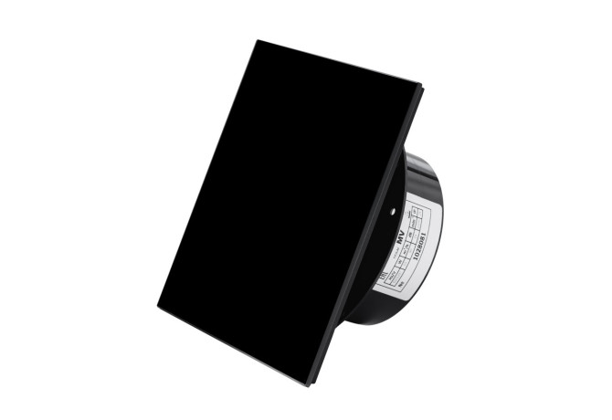 Вытяжной тонкий вентилятор SlimVent МV 100, стекло квадрат черный глянцевый