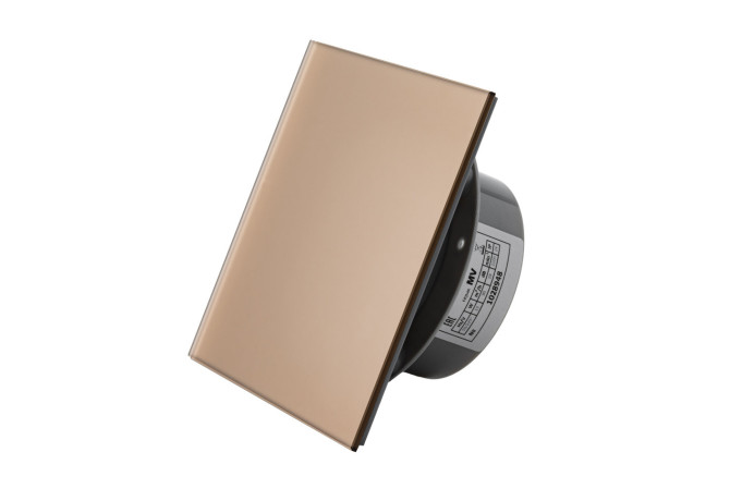 Вытяжной тонкий вентилятор SlimVent МV 100, стекло квадрат бронзовый матовый