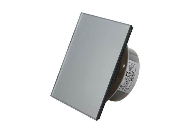 Вытяжной тонкий вентилятор SlimVent МV 100, стекло квадрат серый матовый