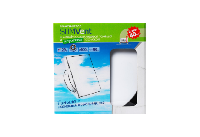 Вытяжной тонкий вентилятор SlimVent МV 100, стекло круг белый глянцевый