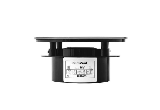 Вытяжной тонкий вентилятор SlimVent МV 100, стекло круг черный матовый