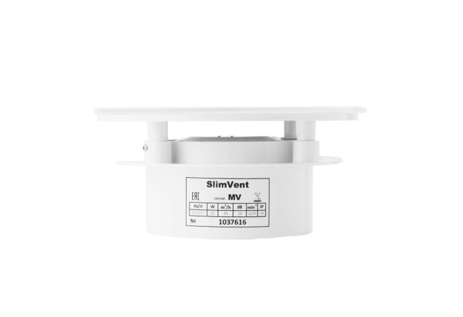 Вытяжной тонкий вентилятор SlimVent МV 100, стекло круг белый глянцевый