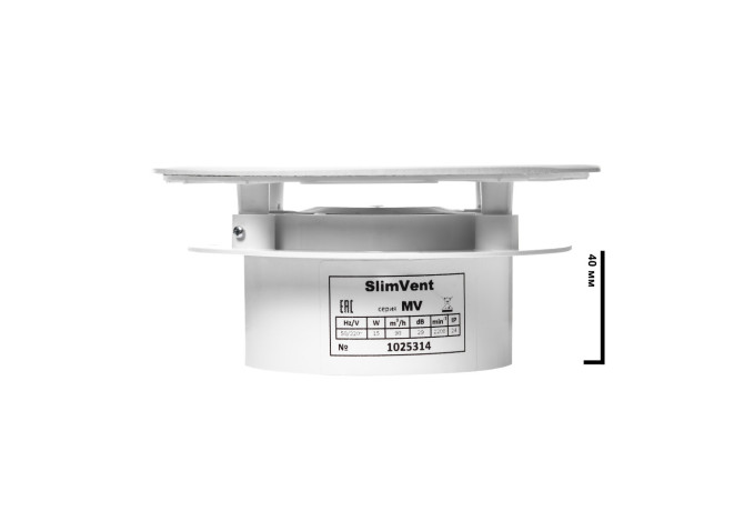 Вытяжной тонкий вентилятор SlimVent МV 100, пластик круг белый матовый