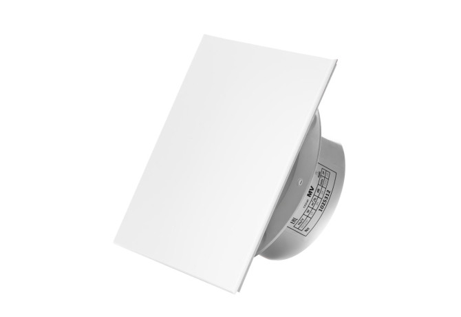 Вытяжной тонкий вентилятор SlimVent МV 100, пластик квадрат белый глянцевый